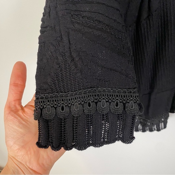 Antthony Originals Black Floral Texture Lace Trim Stretch Sz M Whimsygoth Witchy - Picture 5 of 9